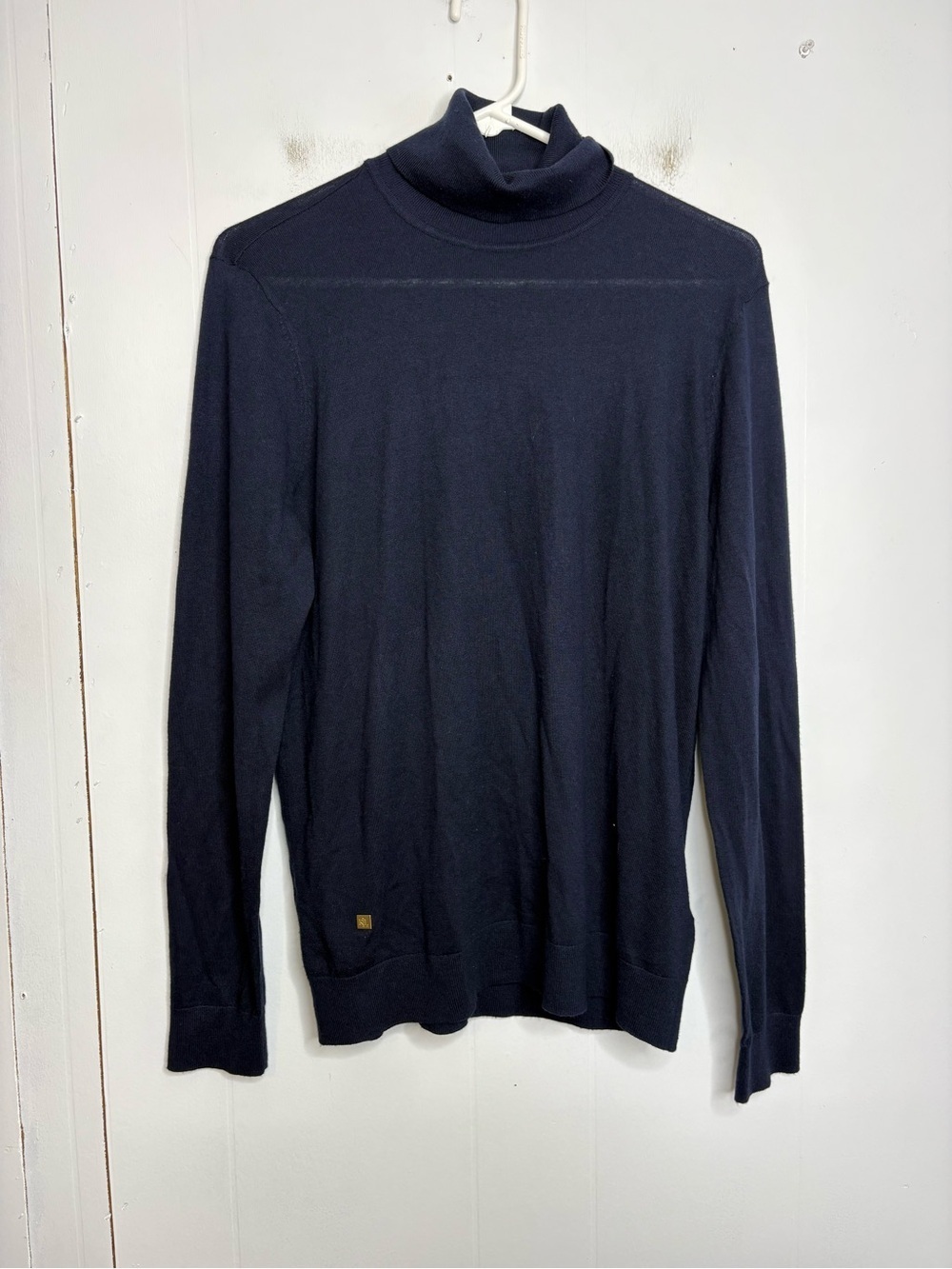 Lauren Ralph Lauren Sweater Large Turtleneck Lightweight Navy Silk Blend Modest